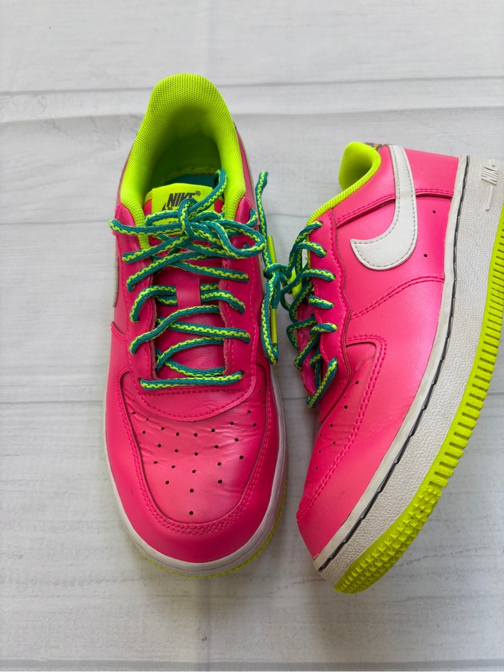 Nike Kids Bright Pink Sneakers with Lime Accents